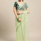 Jyoti Fashion Women's Green Net Embroidered Designer Saree with Blouse | Swadesiicart