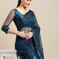 Jyoti Fashion Women's Blue Net Embroidered Designer Saree with Blouse | Swadesiicart