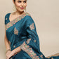 Jyoti Fashion Women's Blue Silk Blend Embroidered Designer Saree with Blouse | Swadesiicart