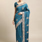 Jyoti Fashion Women's Blue Silk Blend Embroidered Designer Saree with Blouse | Swadesiicart