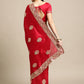 Jyoti Fashion Women's Pink Silk Blend Embroidered Designer Saree with Blouse | Swadesiicart