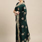 Jyoti Fashion Women's Green Silk Blend Embroidered Designer Saree with Blouse | Swadesiicart
