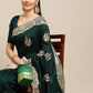Jyoti Fashion Women's Green Silk Blend Embroidered Designer Saree with Blouse | Swadesiicart
