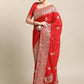 Jyoti Fashion Women's Red Silk Blend Embroidered Designer Saree with Blouse | Swadesiicart
