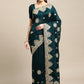 Jyoti Fashion Women's Green Silk Blend Embroidered Designer Saree with Blouse | Swadesiicart