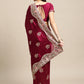 Jyoti Fashion Women's Purple Silk Blend Embroidered Designer Saree with Blouse | Swadesiicart