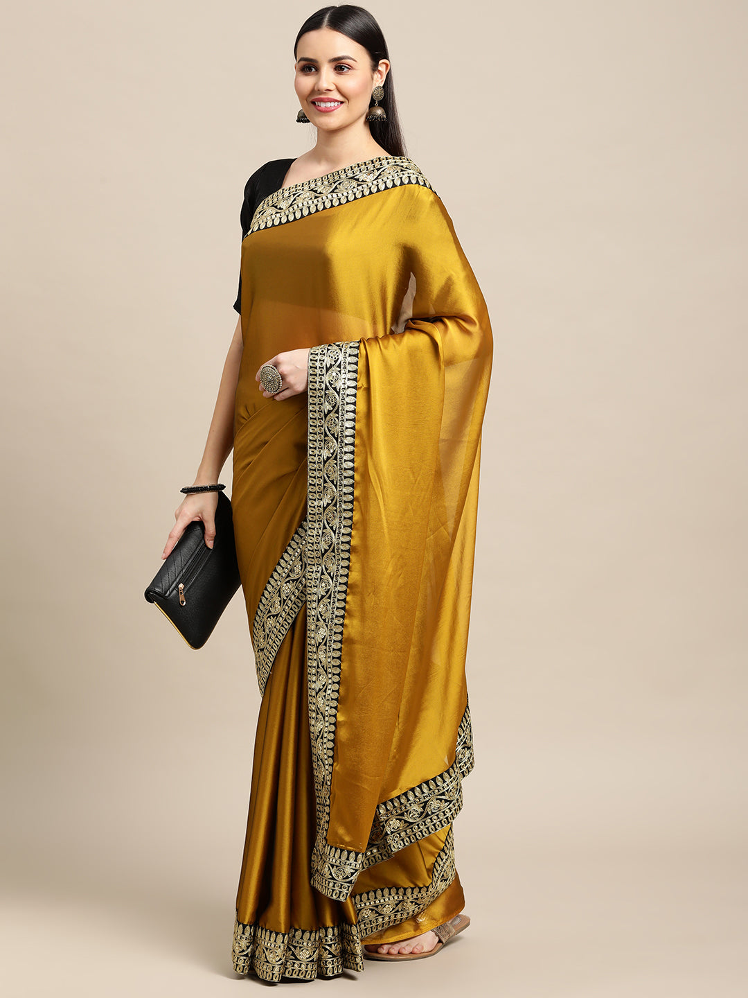 Jyoti Fashion Women's Yellow Rangoli Silk Embroidered Designer Saree with Blouse | Swadesiicart