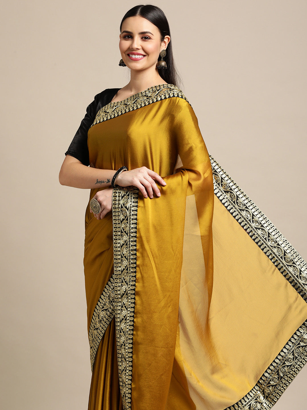 Jyoti Fashion Women's Yellow Rangoli Silk Embroidered Designer Saree with Blouse | Swadesiicart