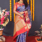Jyoti Fashion Women's Blue Kanchipuram Silk Zari Woven Saree with Blouse | Swadesiicart