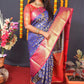 Jyoti Fashion Women's Blue Kanchipuram Silk Zari Woven Saree with Blouse | Swadesiicart
