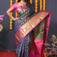 Jyoti Fashion Women's Navy Blue Kanchipuram Silk Zari Woven Saree with Blouse | Swadesiicart