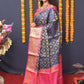Jyoti Fashion Women's Navy Blue Kanchipuram Silk Zari Woven Saree with Blouse | Swadesiicart