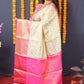 Jyoti Fashion Women's Off White Kanchipuram Silk Zari Woven Saree with Blouse | Swadesiicart