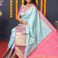 Jyoti Fashion Women's Sky Blue Kanchipuram Silk Zari Woven Saree with Blouse | Swadesiicart