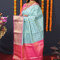 Jyoti Fashion Women's Sky Blue Kanchipuram Silk Zari Woven Saree with Blouse | Swadesiicart