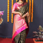 Jyoti Fashion Women's Black Kanchipuram Silk Zari Woven Saree with Blouse | Swadesiicart