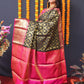 Jyoti Fashion Women's Black Kanchipuram Silk Zari Woven Saree with Blouse | Swadesiicart
