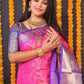Jyoti Fashion Women's Pink Kanchipuram Silk Zari Woven Saree with Blouse | Swadesiicart