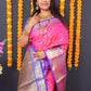 Jyoti Fashion Women's Pink Kanchipuram Silk Zari Woven Saree with Blouse | Swadesiicart