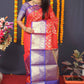 Jyoti Fashion Women's Red Kanchipuram Silk Zari Woven Saree with Blouse | Swadesiicart