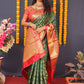 Jyoti Fashion Women's Green Kanchipuram Silk Zari Woven Saree with Blouse | Swadesiicart