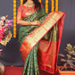 Jyoti Fashion Women's Green Kanchipuram Silk Zari Woven Saree with Blouse | Swadesiicart
