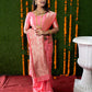 Jyoti Fashion Women's Peach Handloom Banarasi Silk Zari Woven Saree with Blouse | Swadesiicart