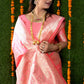 Jyoti Fashion Women's Peach Handloom Banarasi Silk Zari Woven Saree with Blouse | Swadesiicart