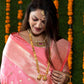 Jyoti Fashion Women's Peach Handloom Banarasi Silk Zari Woven Saree with Blouse | Swadesiicart
