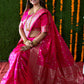 Jyoti Fashion Women's Rani Pink Handloom Banarasi Silk Zari Woven Saree with Blouse | Swadesiicart
