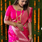 Jyoti Fashion Women's Rani Pink Handloom Banarasi Silk Zari Woven Saree with Blouse | Swadesiicart