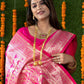 Jyoti Fashion Women's Rani Pink Handloom Banarasi Silk Zari Woven Saree with Blouse | Swadesiicart