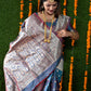 Jyoti Fashion Women's Grey Handloom Banarasi Silk Zari Woven Saree with Blouse | Swadesiicart
