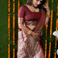 Jyoti Fashion Women's Maroon Handloom Banarasi Silk Zari Woven Saree with Blouse | Swadesiicart