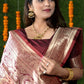 Jyoti Fashion Women's Maroon Handloom Banarasi Silk Zari Woven Saree with Blouse | Swadesiicart