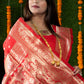 Jyoti Fashion Women's Red Handloom Banarasi Silk Zari Woven Saree with Blouse | Swadesiicart