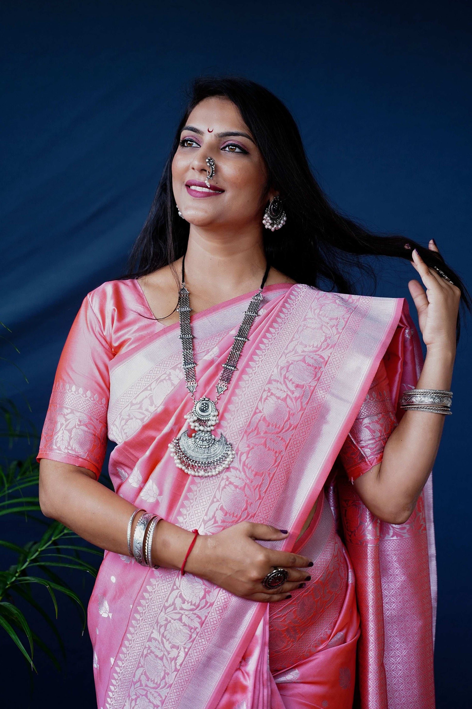 Jyoti Fashion Women's Peach Soft Banarasi Silk Zari Woven Saree with Blouse | Swadesiicart