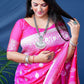 Jyoti Fashion Women's Pink Soft Banarasi Silk Zari Woven Saree with Blouse | Swadesiicart