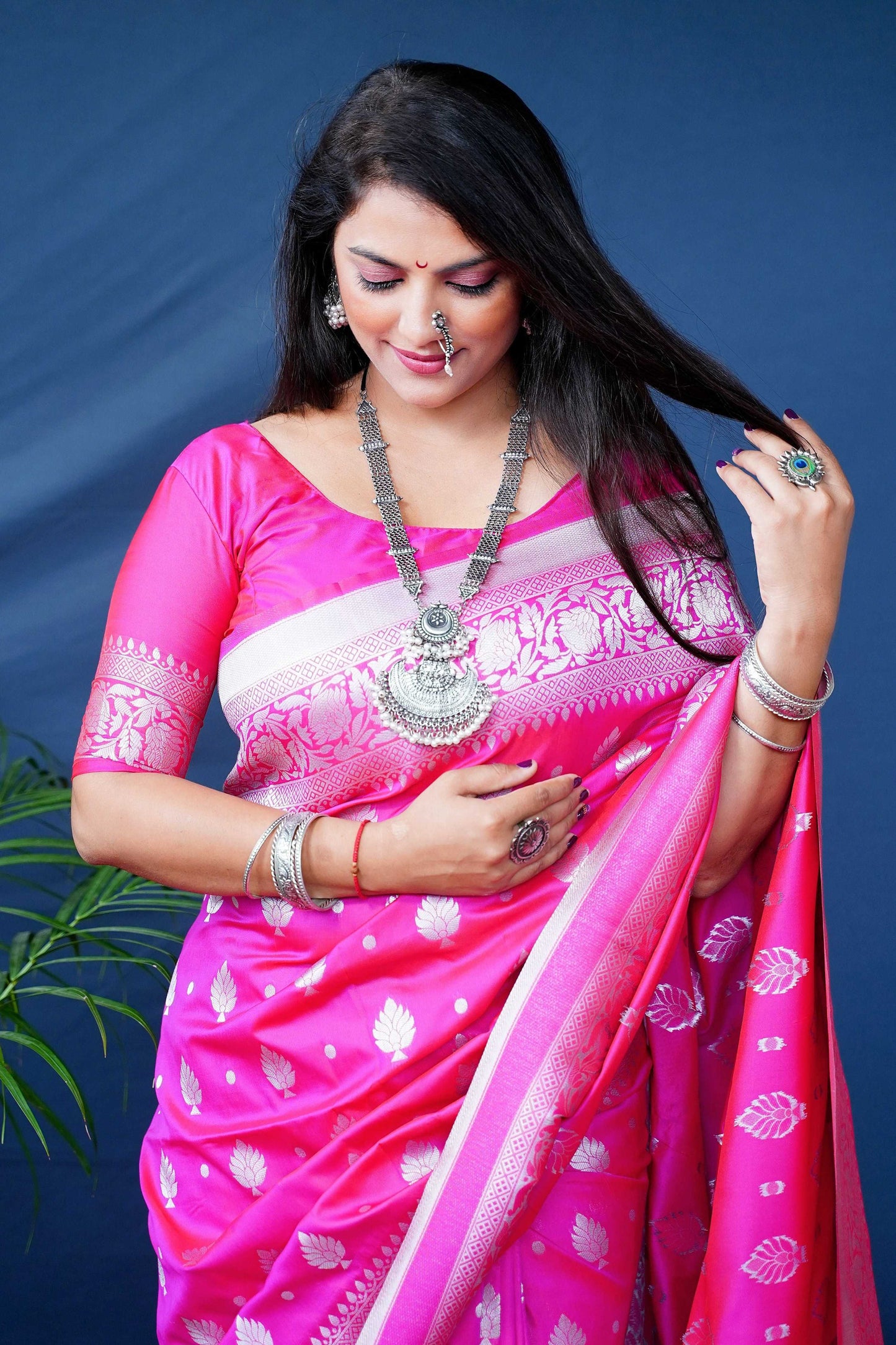 Jyoti Fashion Women's Pink Soft Banarasi Silk Zari Woven Saree with Blouse | Swadesiicart