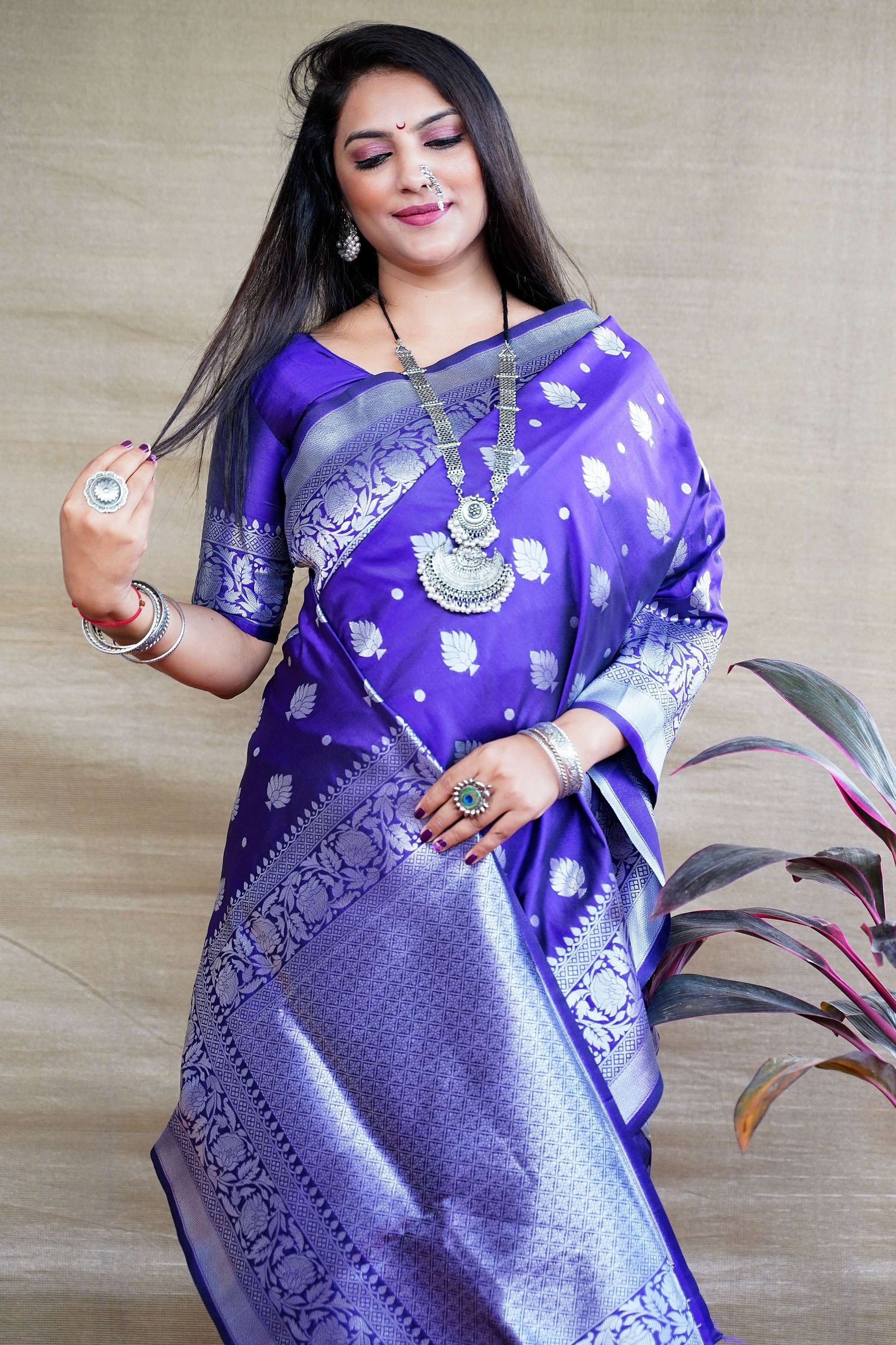 Jyoti Fashion Women's Royal Blue Soft Banarasi Silk Zari Woven Saree with Blouse | Swadesiicart