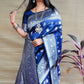 Jyoti Fashion Women's Navy Blue Soft Banarasi Silk Zari Woven Saree with Blouse | Swadesiicart