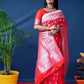 Jyoti Fashion Women's Red Soft Banarasi Silk Zari Woven Saree with Blouse | Swadesiicart