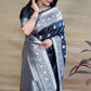 Jyoti Fashion Women's Black Soft Banarasi Silk Zari Woven Saree with Blouse | Swadesiicart