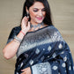 Jyoti Fashion Women's Black Soft Banarasi Silk Zari Woven Saree with Blouse | Swadesiicart