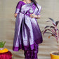 Jyoti Fashion Women's Purple Soft Banarasi Silk Zari Woven Saree with Blouse | Swadesiicart