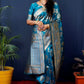 Jyoti Fashion Women's Teal Handloom Banarasi Silk Zari Woven Saree with Blouse | Swadesiicart