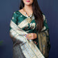 Jyoti Fashion Women's Bottle Green Handloom Banarasi Silk Zari Woven Saree with Blouse | Swadesiicart