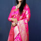 Jyoti Fashion Women's Pink Handloom Banarasi Silk Zari Woven Saree with Blouse | Swadesiicart