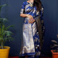 Jyoti Fashion Women's Navy Blue Handloom Banarasi Silk Zari Woven Saree with Blouse | Swadesiicart