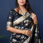 Jyoti Fashion Women's Black Handloom Banarasi Silk Zari Woven Saree with Blouse | Swadesiicart